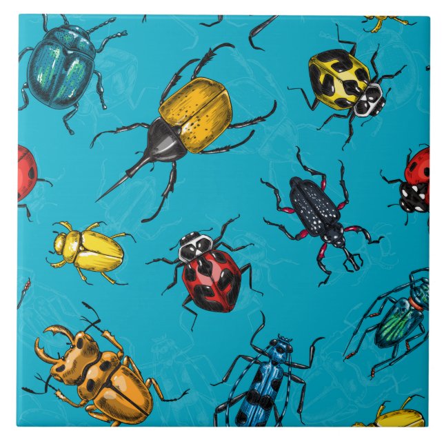 Beetles Ceramic Tile (Front)