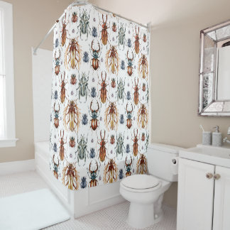 Beetles Multi-Colored Shower Curtain
