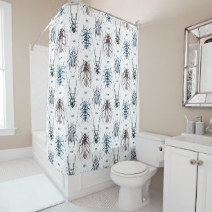 Beetles Multi-Colored Watercolor Shower Curtain