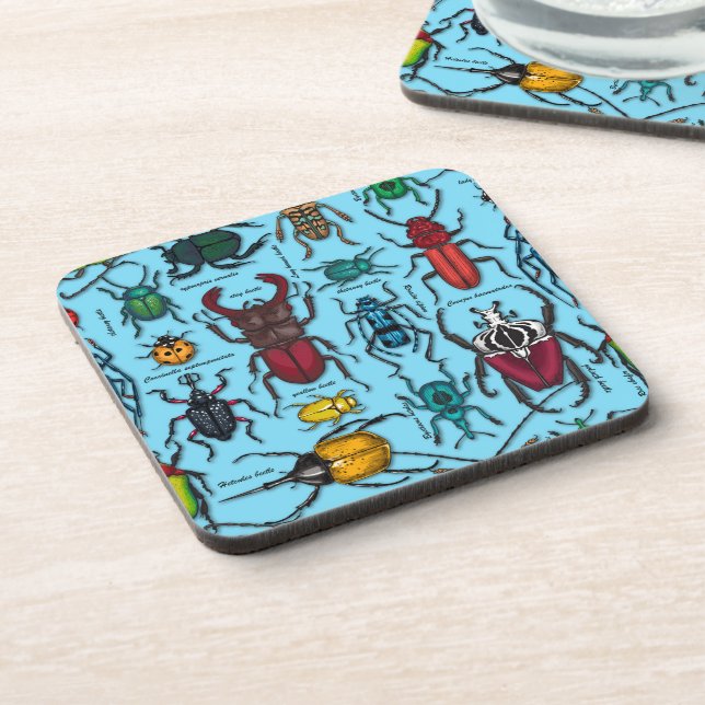 Beetles on blue coaster (Left Side)