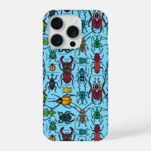Beetles on blue iPhone 15 pro case