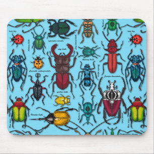 Beetles on blue mouse pad