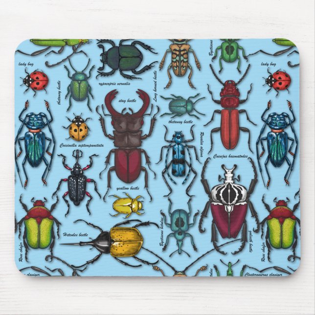 Beetles on blue mouse pad (Front)