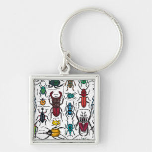 Beetles on white key ring