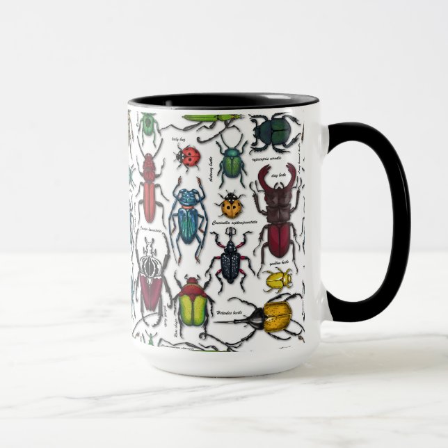 Beetles on white mug (Right)