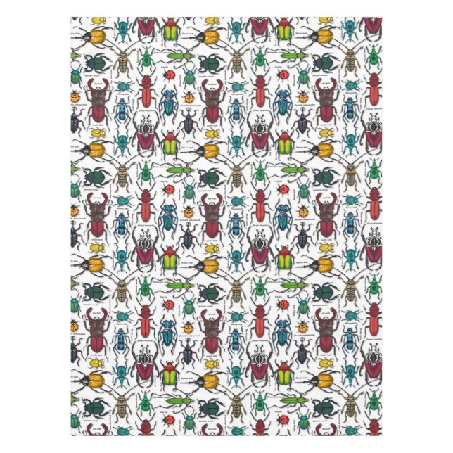 Beetles on white tablecloth (Front)