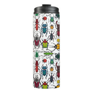 Beetles on white thermal tumbler