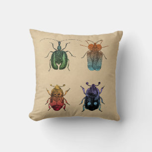 Beetles Vintage Illustration Cushion