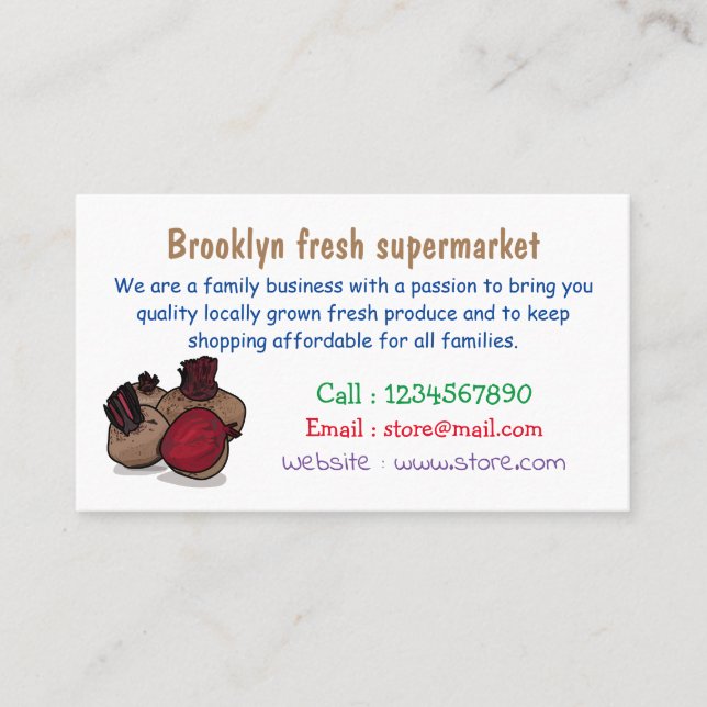 Beetroot cartoon illustration business card (Front)
