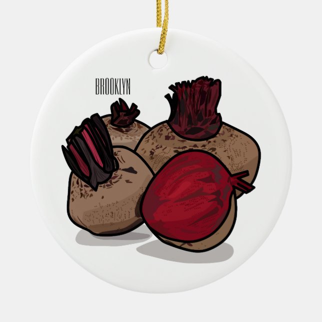 Beetroot cartoon illustration  ceramic ornament (Front)