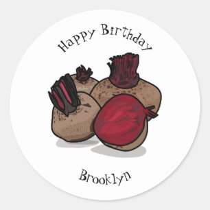 Beetroot cartoon illustration classic round sticker
