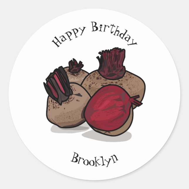 Beetroot cartoon illustration classic round sticker (Front)