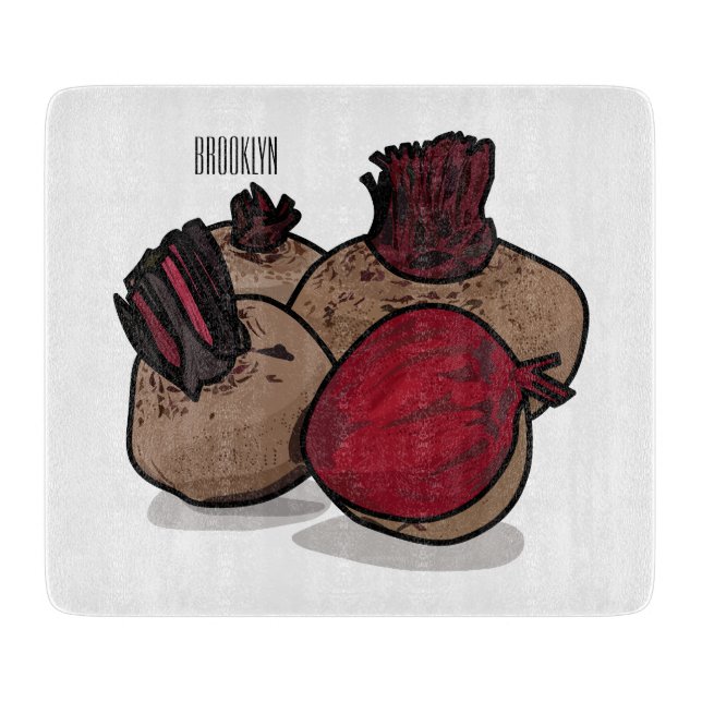 Beetroot cartoon illustration  cutting board (Front)