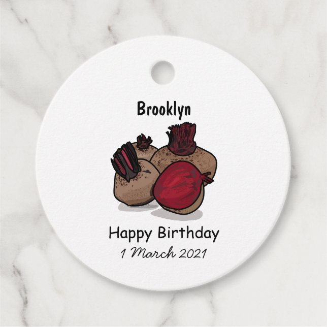 Beetroot cartoon illustration favour tags (Front)