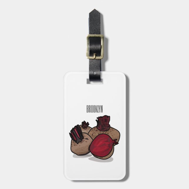 Beetroot cartoon illustration luggage tag (Front Vertical)