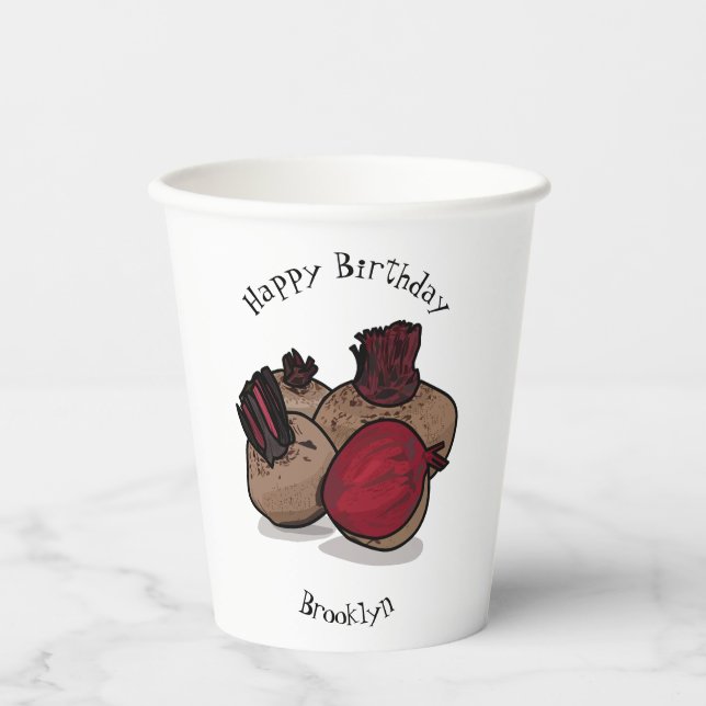 Beetroot cartoon illustration paper cups (Front)
