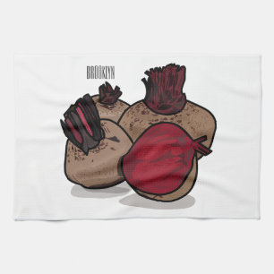 Beetroot cartoon illustration tea towel