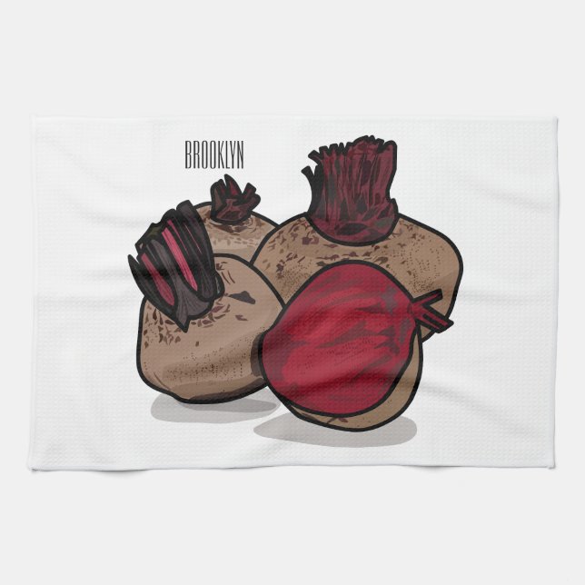 Beetroot cartoon illustration  tea towel (Horizontal)