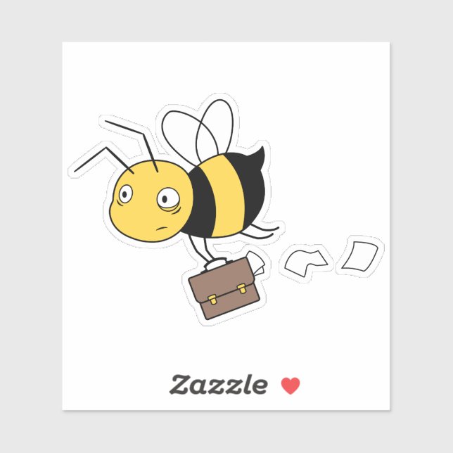 Beezness Bee, Tired Stressed Bee Holding Briefcase (Sheet)