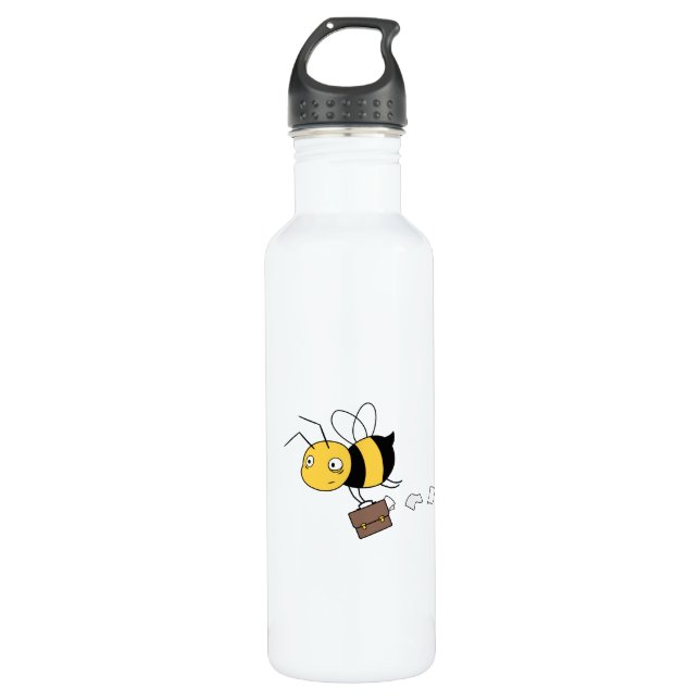 Beezness Bee, Tired Stressed Bee Holding Briefcase 710 Ml Water Bottle (Front)