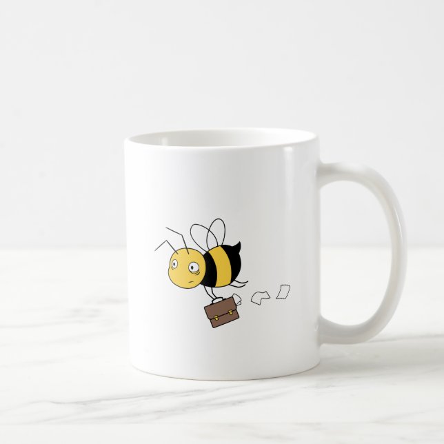 Beezness Bee, Tired Stressed Bee Holding Briefcase Coffee Mug (Right)