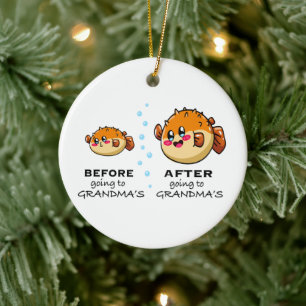 Before and After Going To Grandma Funny Nana Ceramic Ornament