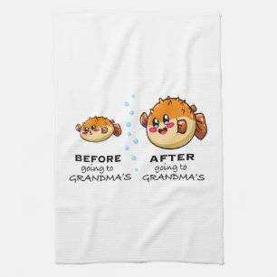 Before and After Going To Grandma Funny Nana Tea Towel