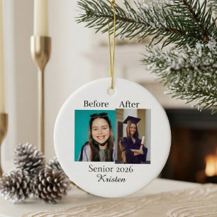 Before and after photo personalised graduation ceramic ornament