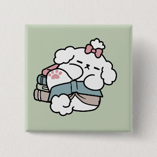 Before Bedtime with My Pup – Book and Dog Lover 15 Cm Square Badge