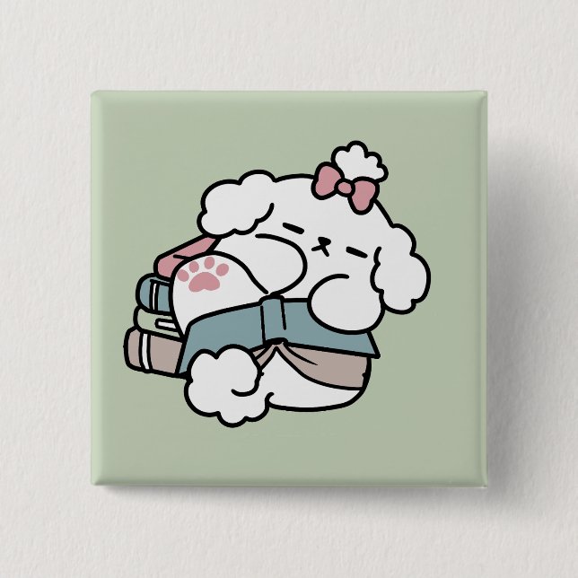 Before Bedtime with My Pup – Book and Dog Lover  15 Cm Square Badge (Front)