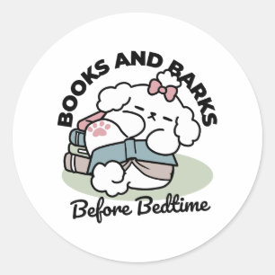 Before Bedtime with My Pup – Book and Dog Lover Classic Round Sticker