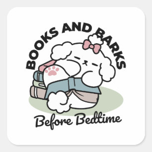 Before Bedtime with My Pup – Book and Dog Lover Square Sticker