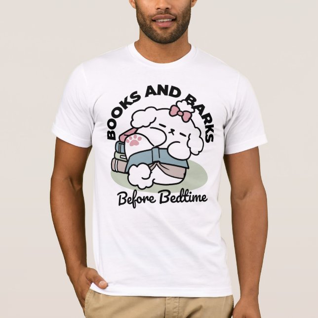 Before Bedtime with My Pup – Book and Dog Lover  T-Shirt (Front)