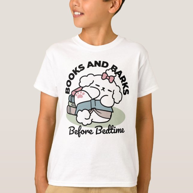 Before Bedtime with My Pup – Book and Dog Lover  T-Shirt (Front)