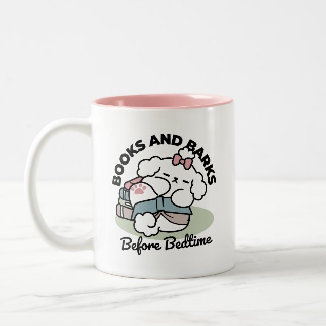 Before Bedtime with My Pup – Book and Dog Lover  Two-Tone Coffee Mug (Left)
