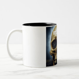 Before Coffe Spooky Skull two-toned mug