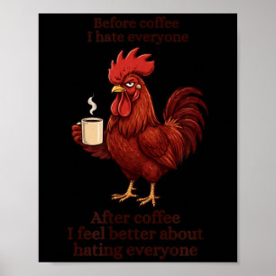 Before Coffee After Coffee Funny S Humour Mens Poster