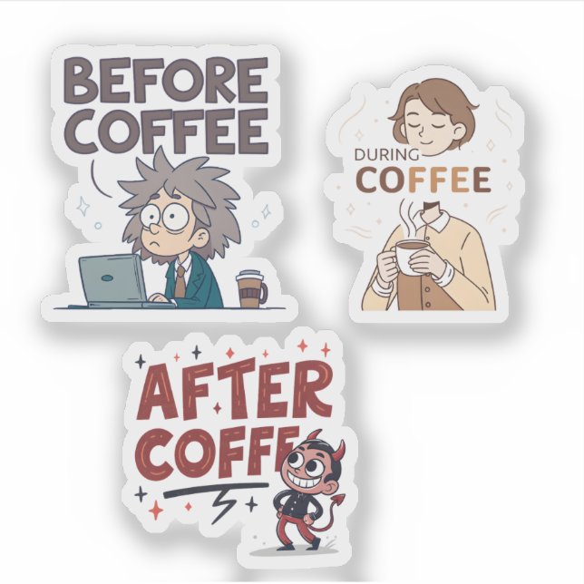 Before During After Coffee Mood Vector Art (Front)
