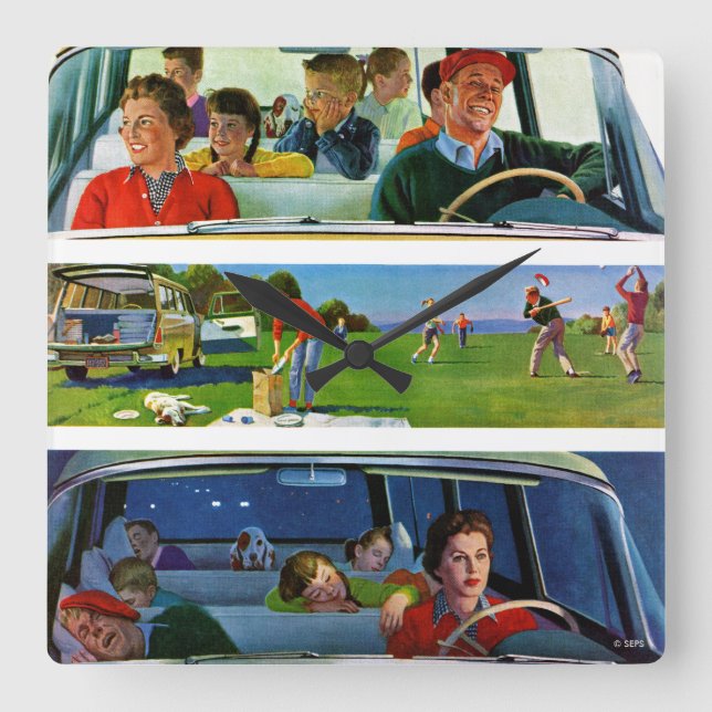 Before, During & After Picnic Square Wall Clock (Front)