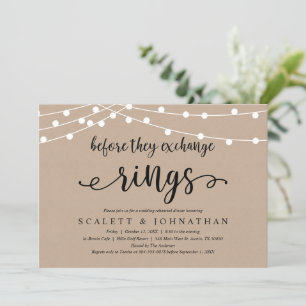 Before Exchange Rings, Rustic Rehearsal Dinner Invitation