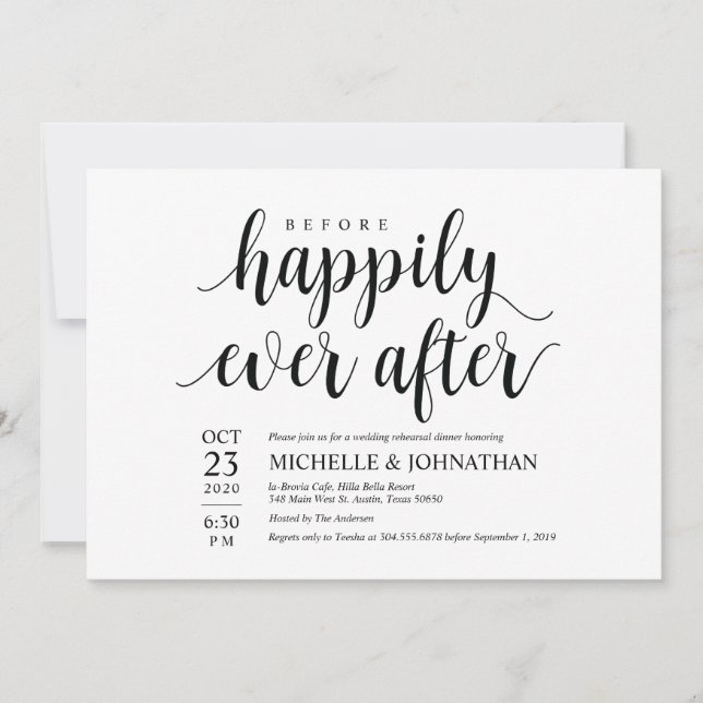 Before Happily Ever After Rehearsal Dinner Invites (Front)