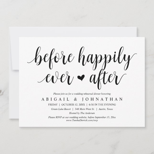 Before Happily Ever After Wedding Rehearsal Dinner Invitation (Front)