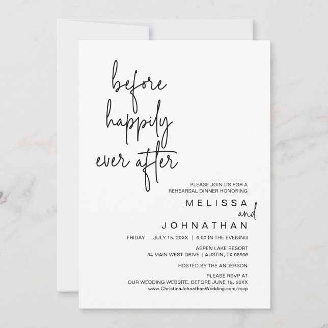 Before Happily Ever After Wedding Rehearsal Dinner Invitation (Front)