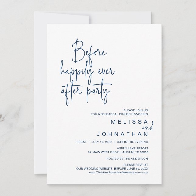 Before Happily Ever After Wedding Rehearsal Party Invitation (Front)