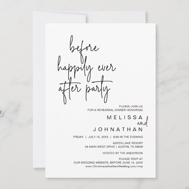 Before Happily Ever After Wedding Rehearsal Party Invitation (Front)