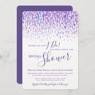 Before I do bridal shower purple watercolor art Invitation