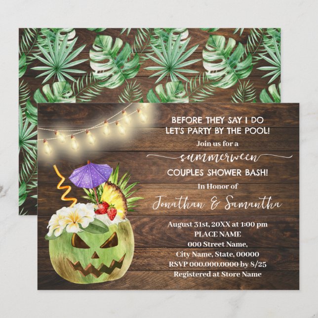Before I do Party by the Pool Summerween Shower Invitation (Front/Back)