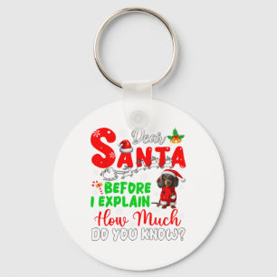 Before I Explain How Much You Know Xmas Dachshund Key Ring