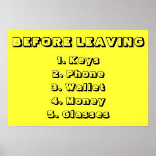 Before Leaving The House Checklist Poster