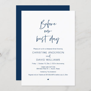 Before Our Best Day, Wedding Rehearsal Dinner Invi Invitation